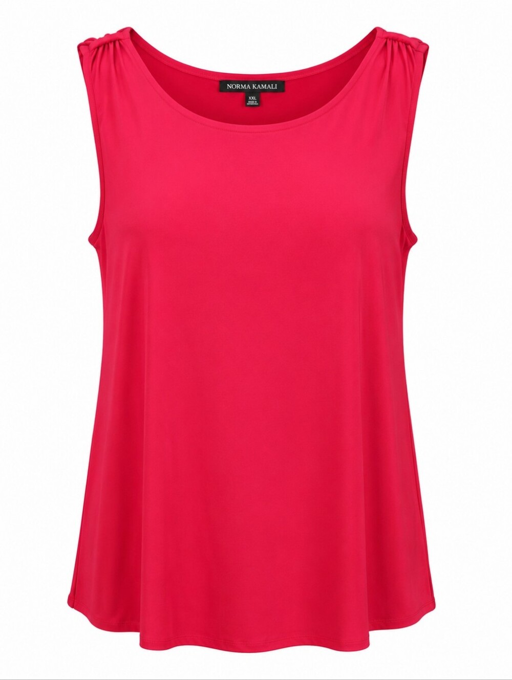 NORMA KAMALI | Vibrant Red Ruched Shoulder Sleeveless Stretch Tank Top | XXL